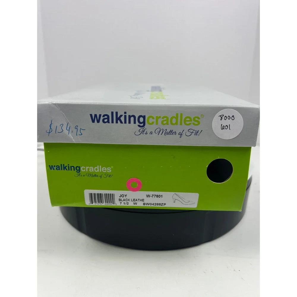 Walking Cradles Womens Black Leather Pumps 7.5 Wide Arch Support Comfort Heel - Picture 16 of 17